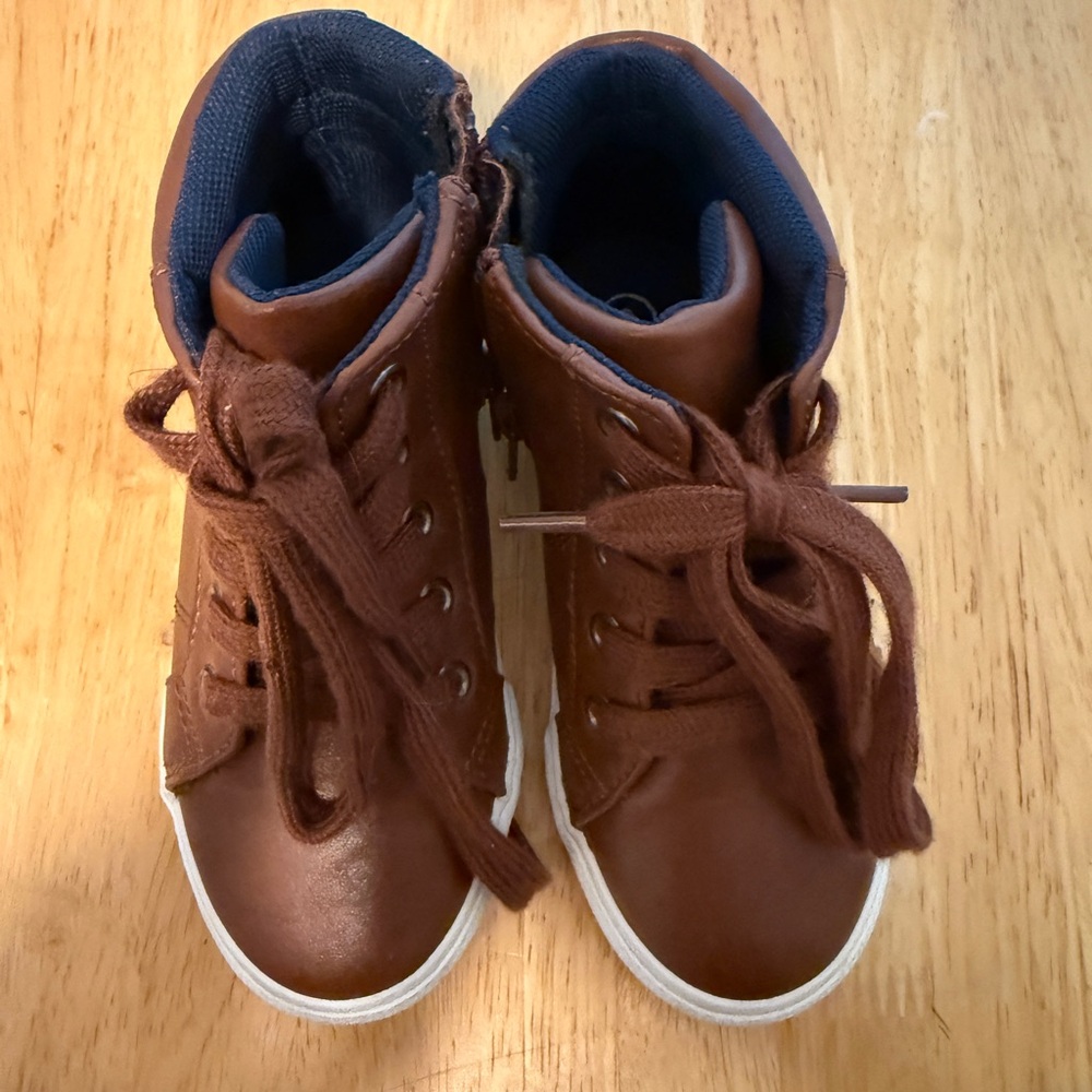 Kids Brown High-Top Sneakers